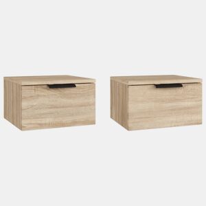 Lote de 2 Mesas de cabeceira parede - mesinhas de cabeceira 34x30x20 cm cor carvalho sonoma