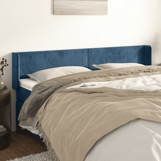 vidaXL Cabeceira de cama c abas veludo 203x16x7888cm azul-escuro vidaXL Cabeceira de cama c abas veludo 203x16x7888cm azul-escuro