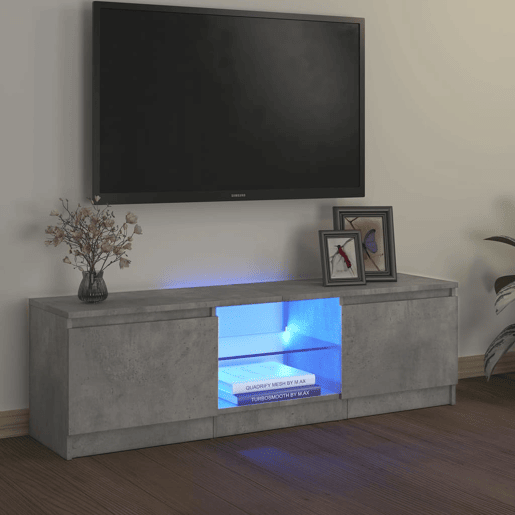Móvel de TV - Modulo de TV - Armário de TV com luzes LED 120x30x35,5 cm cinzento cimento