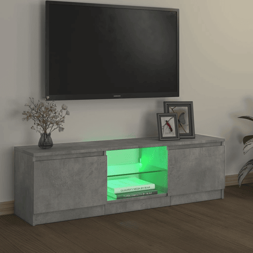 Móvel de TV - Modulo de TV - Armário de TV com luzes LED 120x30x35,5 cm cinzento cimento