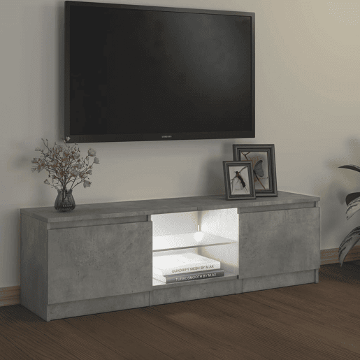 Móvel de TV - Modulo de TV - Armário de TV com luzes LED 120x30x35,5 cm cinzento cimento