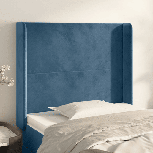 vidaXL Cabeceira cama c abas veludo 103x16x118128 cm azul-escuro vidaXL Cabeceira cama c abas veludo 103x16x118128 cm azul-escuro