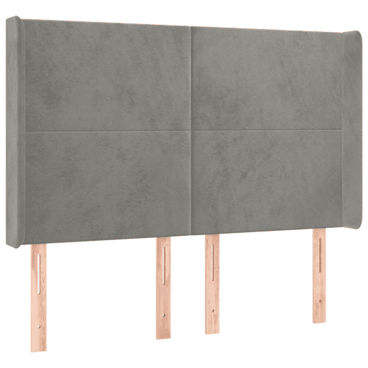 vidaXL Cabeceira cama c abas veludo 147x16x118128 cm cinzento-claro