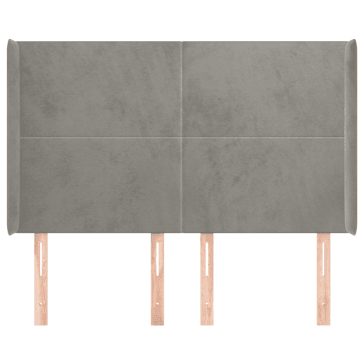 vidaXL Cabeceira cama c abas veludo 147x16x118128 cm cinzento-claro