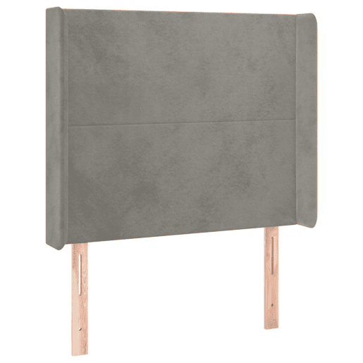 vidaXL Cabeceira cama c abas veludo 103x16x118128 cm cinzento-claro