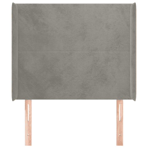 vidaXL Cabeceira cama c abas veludo 103x16x118128 cm cinzento-claro