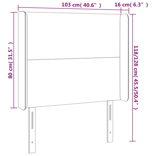 vidaXL Cabeceira cama c abas veludo 103x16x118128 cm cinzento-claro