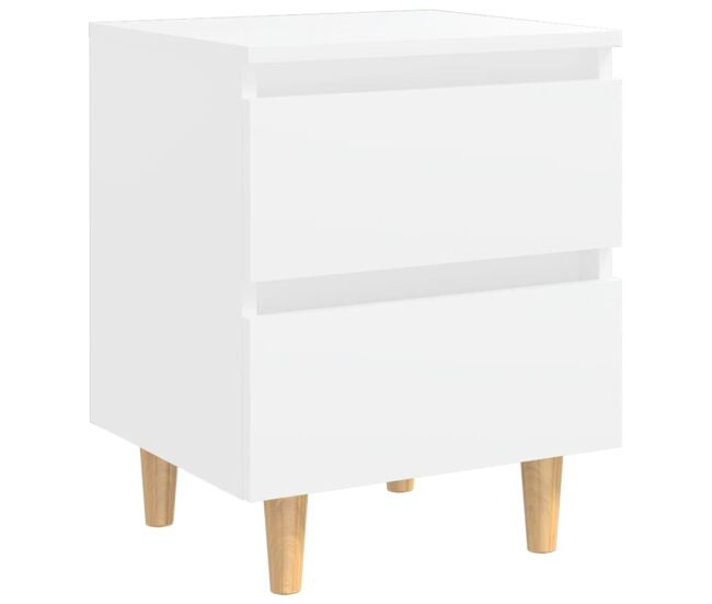 Mesita de noche - Mesilla patas de madera pino maciza blanco 40x35x50cm