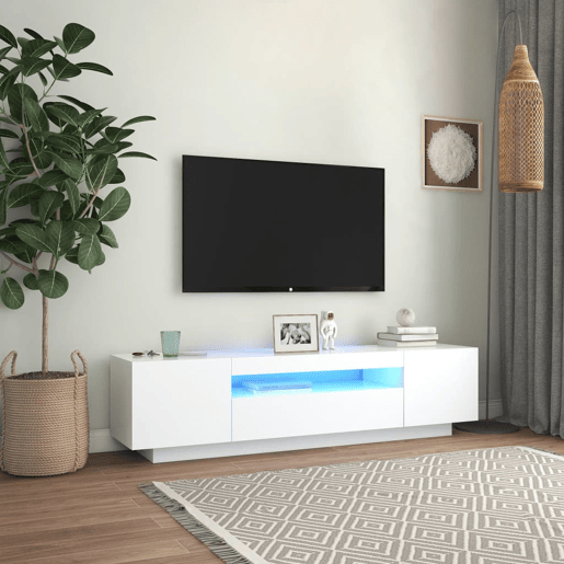 Móvel de TV - Modulo de TV - Armário de TV com luzes LED 160x35x40 cm branco