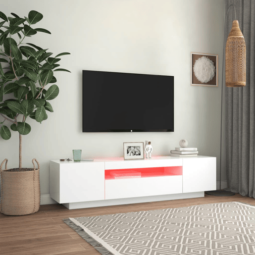 Móvel de TV - Modulo de TV - Armário de TV com luzes LED 160x35x40 cm branco