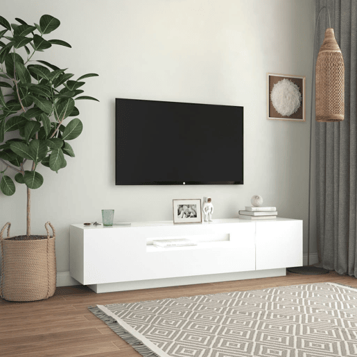 Móvel de TV - Modulo de TV - Armário de TV com luzes LED 160x35x40 cm branco