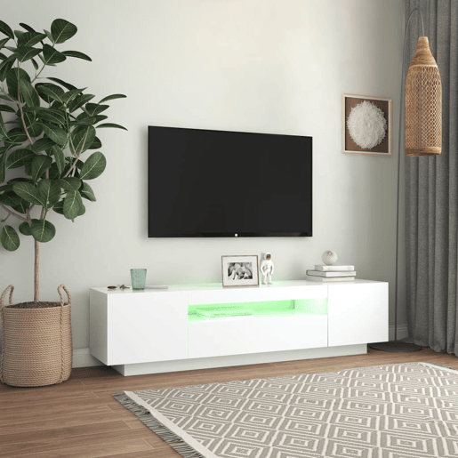 Móvel de TV - Modulo de TV - Armário de TV com luzes LED 160x35x40 cm branco
