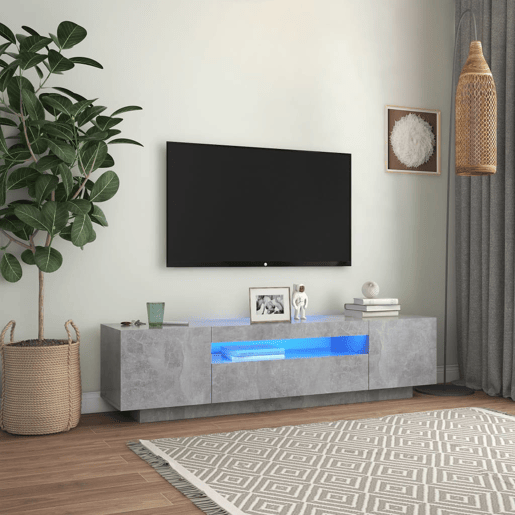 Móvel de TV - Modulo de TV - Armário de TV com luzes LED 160x35x40 cm cinzento cimento