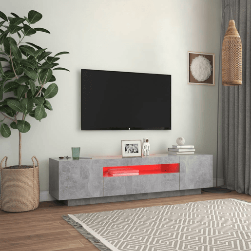 Móvel de TV - Modulo de TV - Armário de TV com luzes LED 160x35x40 cm cinzento cimento