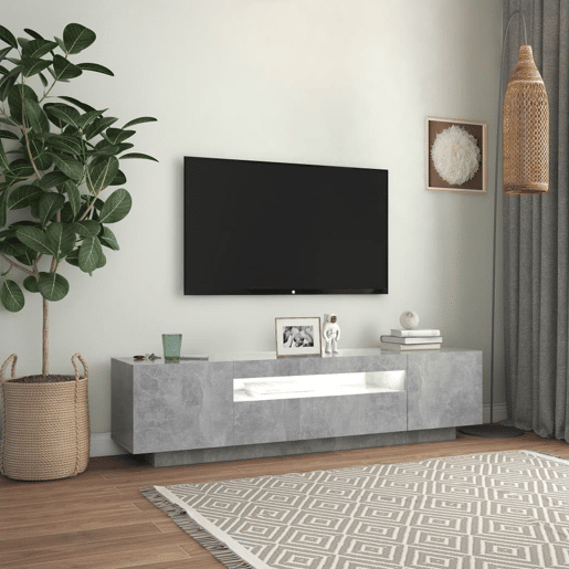 Móvel de TV - Modulo de TV - Armário de TV com luzes LED 160x35x40 cm cinzento cimento