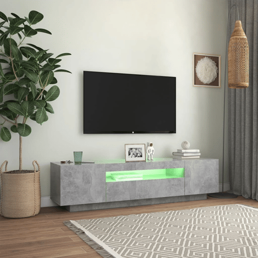 Móvel de TV - Modulo de TV - Armário de TV com luzes LED 160x35x40 cm cinzento cimento