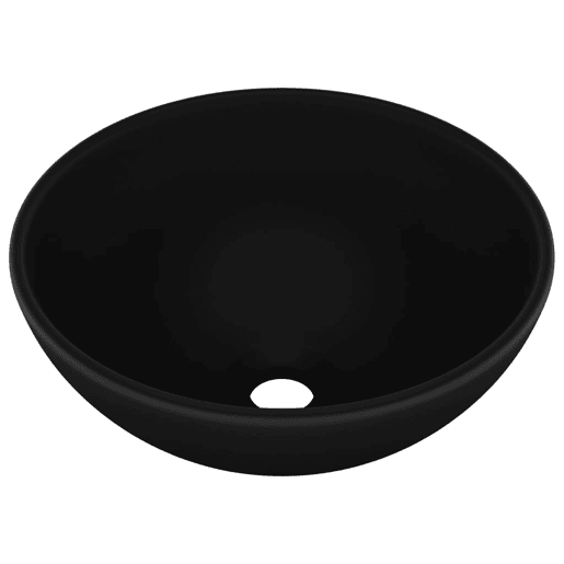 Lavatório - Lavabo - Pia de banheiro WC luxuoso redondo 32,5x14cm cerâmica preto mate