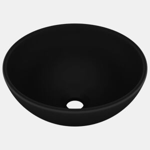 Lavatório - Lavabo - Pia de banheiro WC luxuoso redondo 32,5x14cm cerâmica preto mate