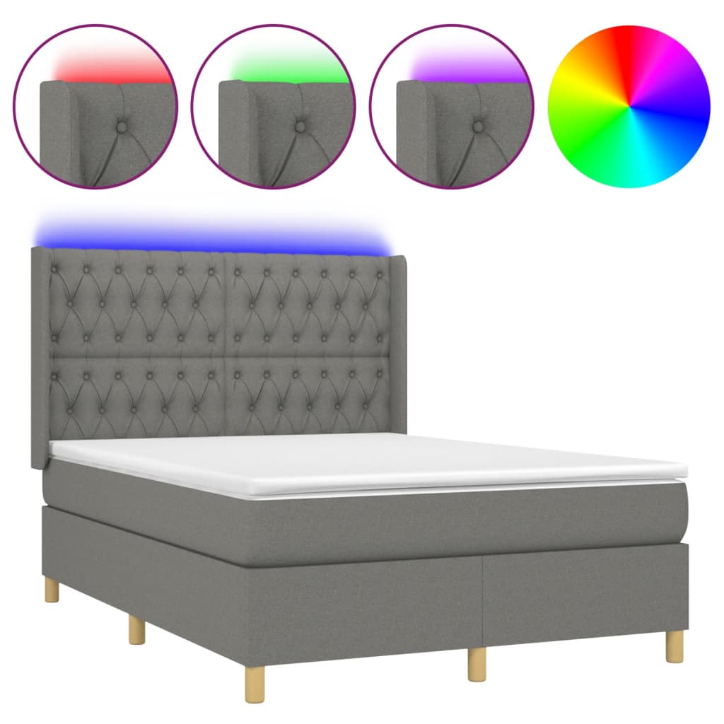 Cama box spring 140x200 Gris Oscuro