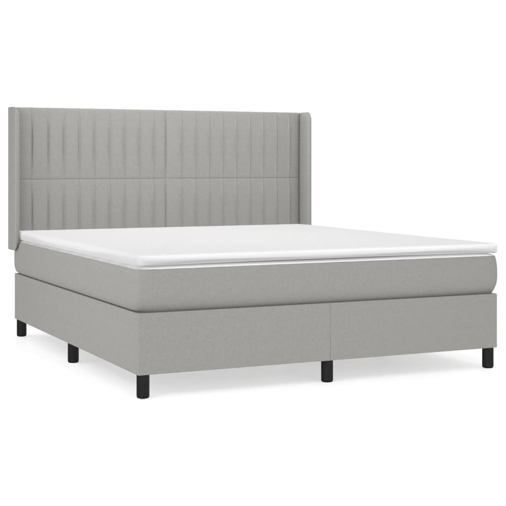 cama box spring con colchon tela gris claro 180x200 cm rayas verticales