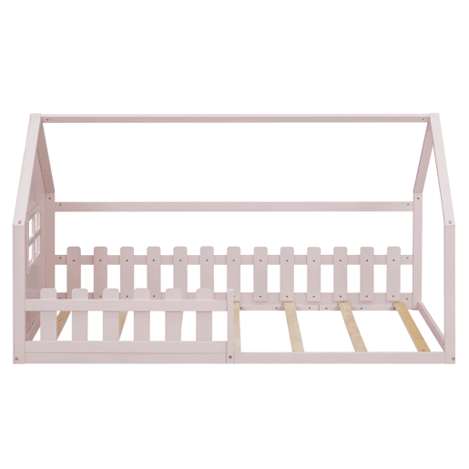 Cama-cama para crianças 90x200 cm - em forma de casinha - em madeira de pinho e MDF - Rosa Cama-cama para crianças 90x200 cm - em forma de casinha - em madeira de pinho e MDF - Rosa