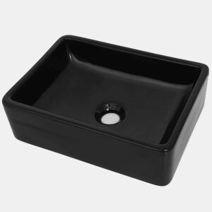 Lavatório - Lavabo - Pia de banheiro retangular em cerâmica preto 41x30x12 cm