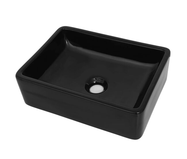 Lavabo - lavamanos de cerámica rectangular negro 41x30x12 cm
