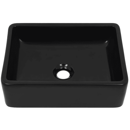 Lavatório - Lavabo - Pia de banheiro retangular em cerâmica preto 41x30x12 cm