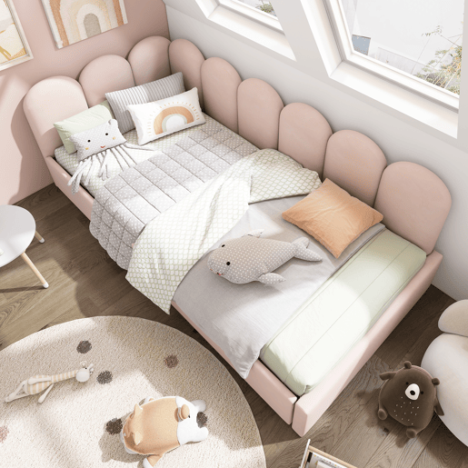 Sofá-cama com 2 gavetas - tecido de veludo - 90x200 cm - com estrado de molas - Rosa