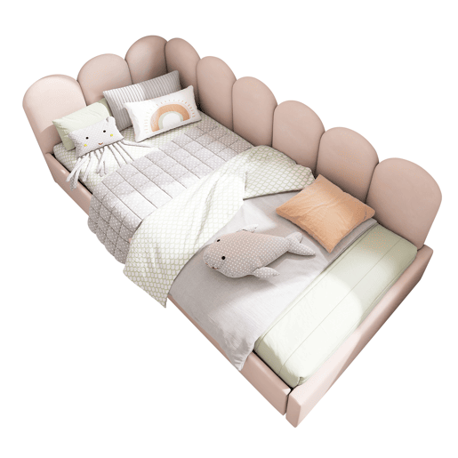 Sofá-cama com 2 gavetas - tecido de veludo - 90x200 cm - com estrado de molas - Rosa