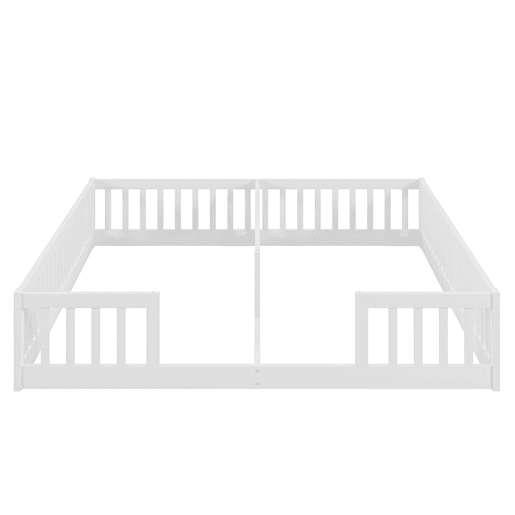 Cama de criança 2x90x200cm madeira maciça - com corrimões - sem estrado - Branco