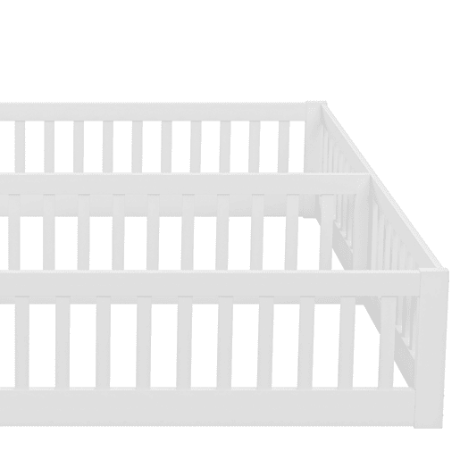Cama de criança 2x90x200cm madeira maciça - com corrimões - sem estrado - Branco