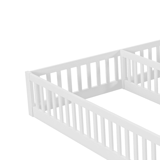 Cama de criança 2x90x200cm madeira maciça - com corrimões - sem estrado - Branco