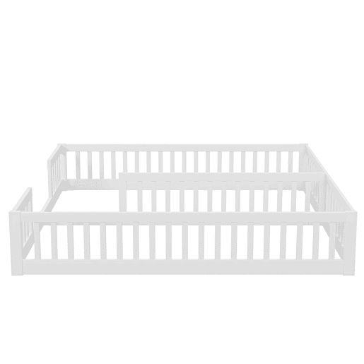 Cama de criança 2x90x200cm madeira maciça - com corrimões - sem estrado - Branco