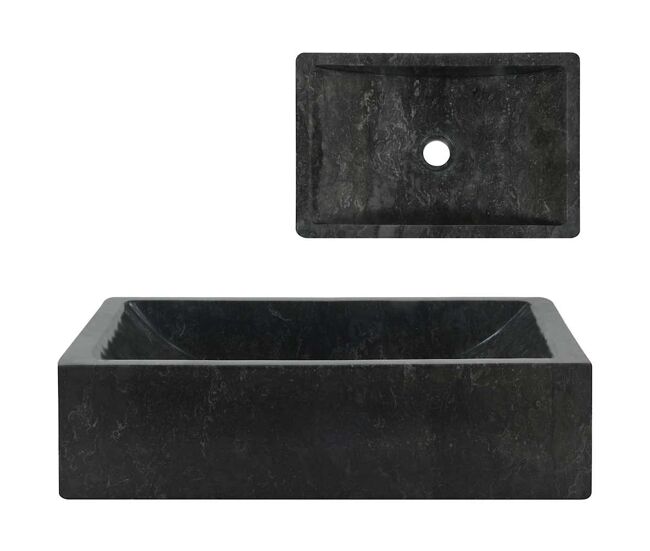 Lavabo - lavamanos de mármol negro con brillo 45x30x12 cm
