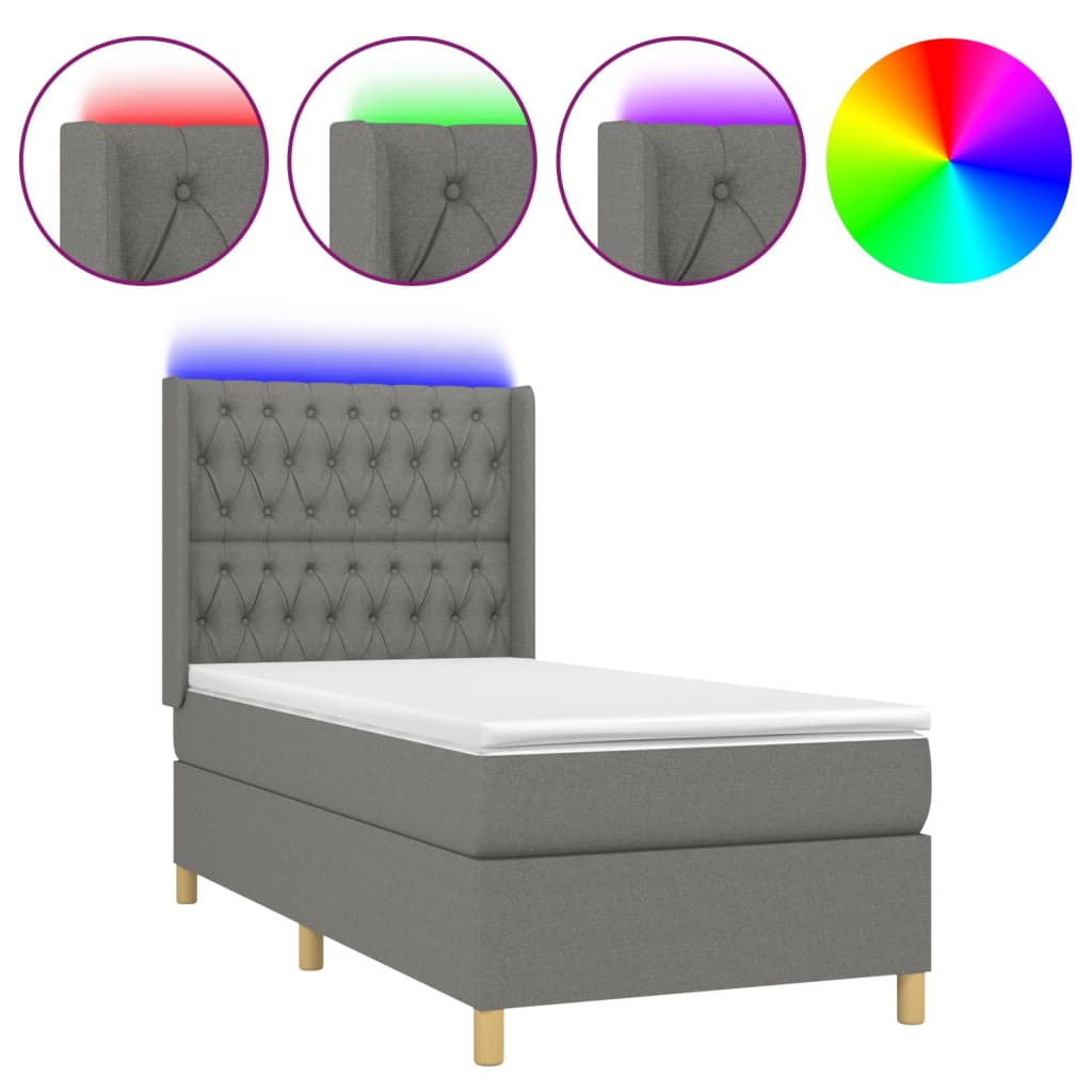 Cama box spring 100x200 Gris Oscuro