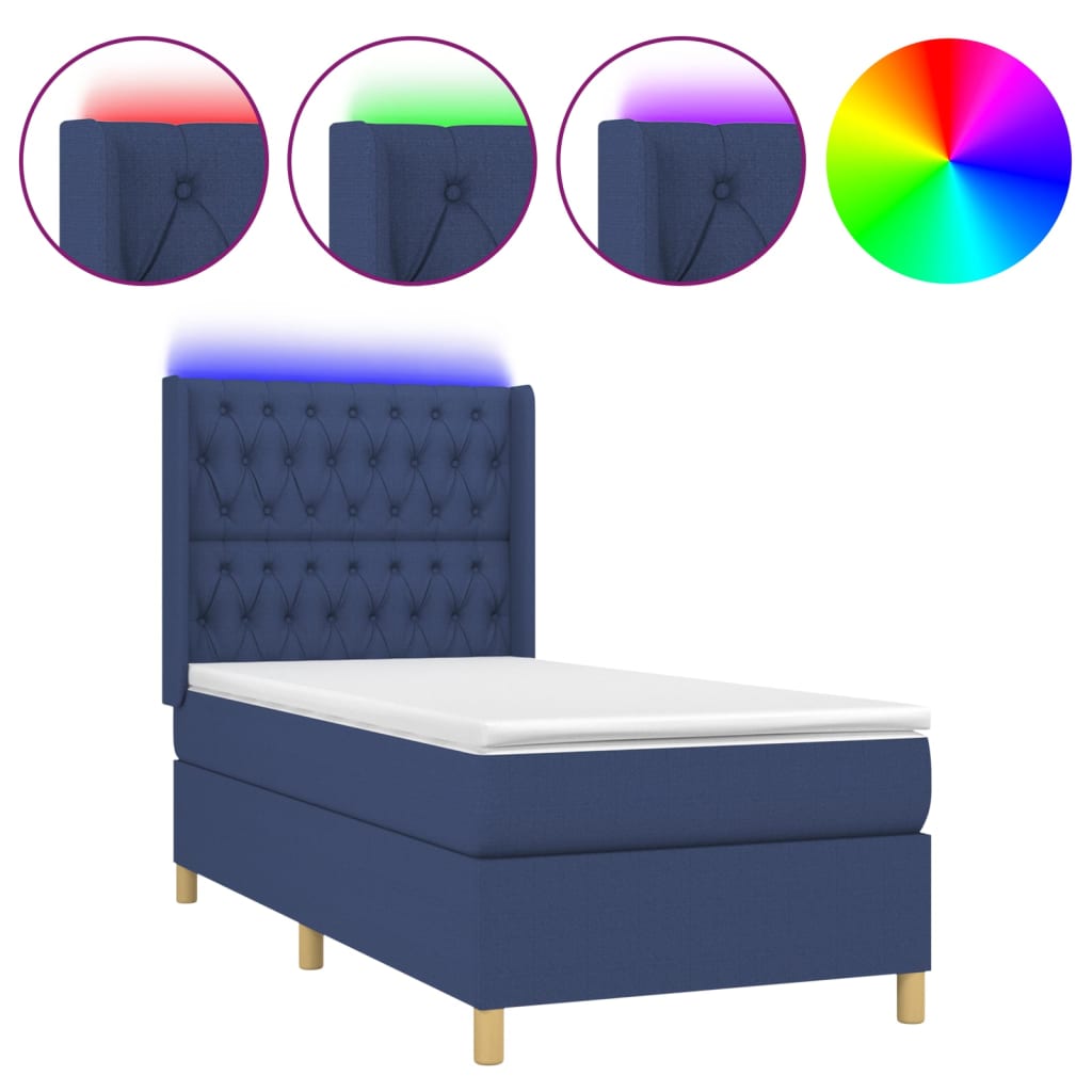 Cama box spring 100x200 Azul