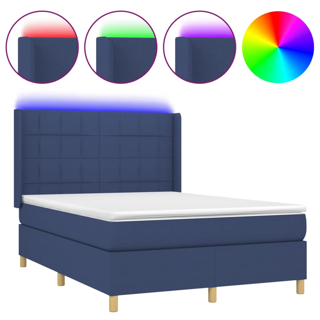 Cama box spring 140x190 Azul