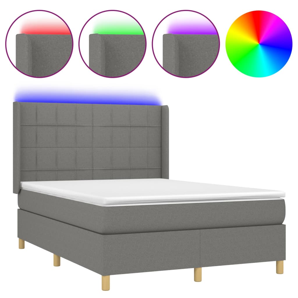 Cama box spring 140x190 Gris Oscuro
