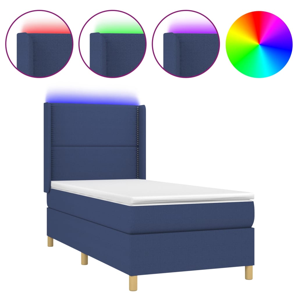 Cama box spring 100x200 Azul