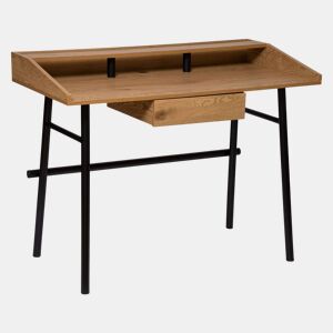 Mesa de escritório industrial Josan com gaveta carvalho e preto 110 cm