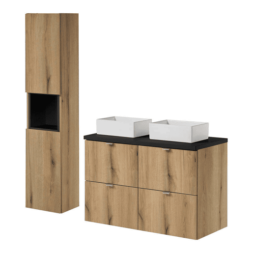 Móvel de lavatório NEWPORT rectangular 100 x 71 x 40 cm aspeto carvalhopreto en.casa Móvel de lavatório NEWPORT rectangular 100 x 71 x 40 cm aspeto carvalhopreto en.casa