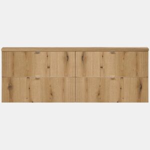 Móvel de lavatório duplo NEWPORT 160x60x40 cm com 4 gavetas MDF - Carvalho