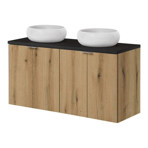 Móvel de lavatório NEWPORT com 4 portas 120 x 72 x 40 cm carvalho  preto