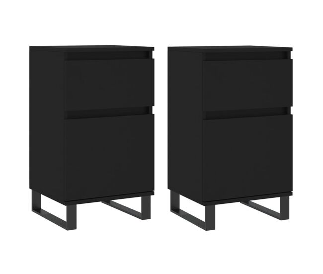 Vidaxl aparadores 2 uds madera de ingeniería negro 40x35x70 cm
