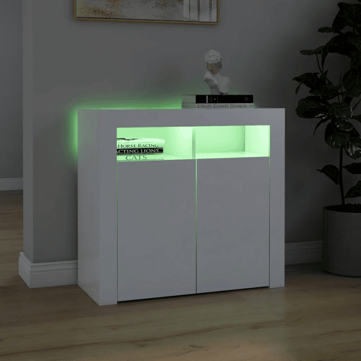 Aparador - Bufete - Móvel de apoio com luzes LED 80x35x75 cm branco