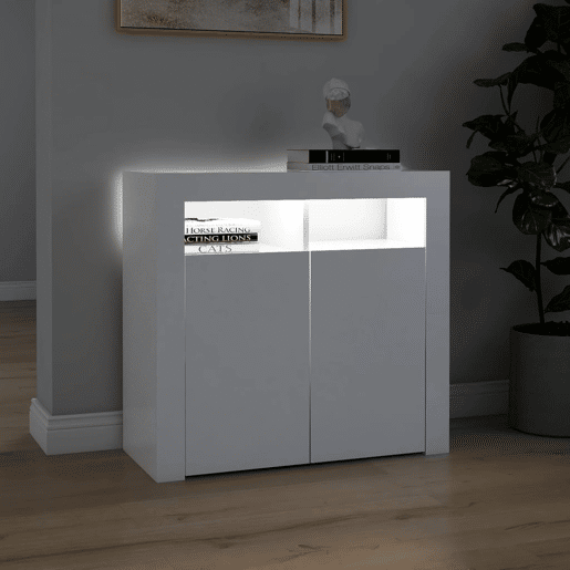 Aparador - Bufete - Móvel de apoio com luzes LED 80x35x75 cm branco