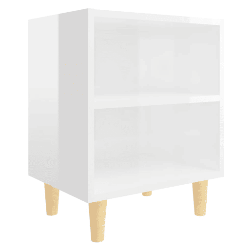 Lote de 2 Mesas cabeceira - mesinhas de cabeceira pernas madeira 40x30x50cm branco brilhante