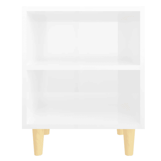 Lote de 2 Mesas cabeceira - mesinhas de cabeceira pernas madeira 40x30x50cm branco brilhante