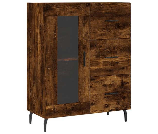 Vidaxl aparador de madera de ingeniería roble ahumado 69,5x34x90 cm